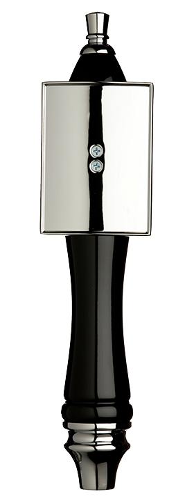 Large Black Pub Tap Handle with Silver Rectangle Shield