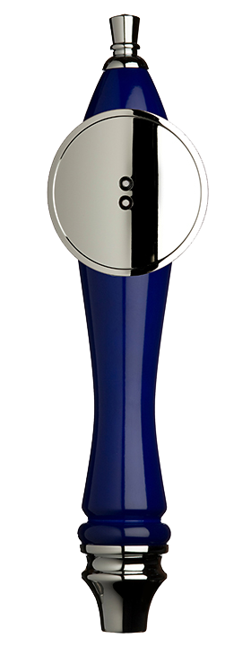 Large Blue Pub Tap Handle with Silver Round Shield