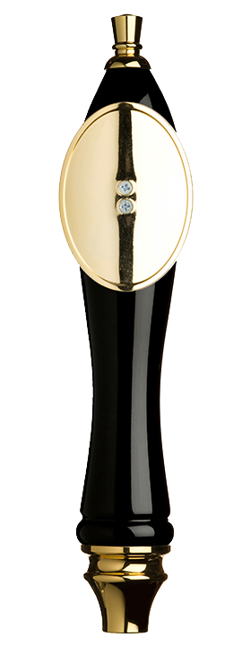 Large Black Pub Tap Handle with Gold Oval Shield