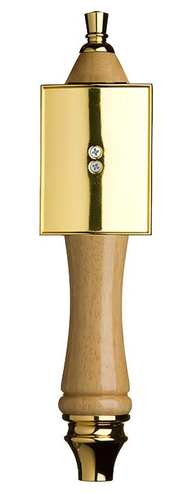 Large Natural Pub Tap Handle with Gold Rectangle Shield